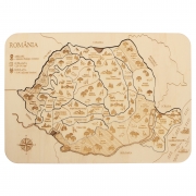  Puzzle cu harta unitati de relief Romania din lemn